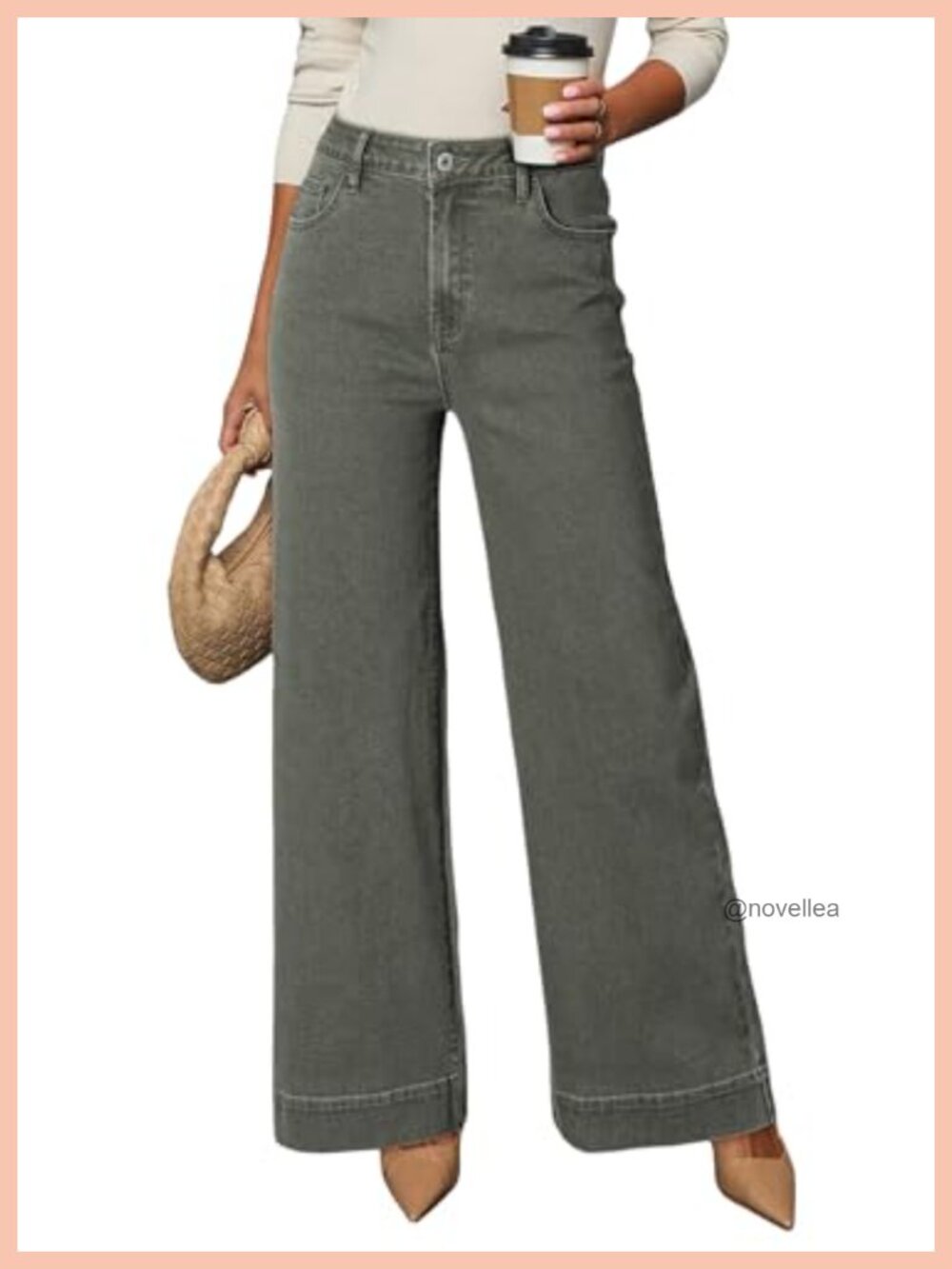 Women's Casual High Waisted Stretchy Straight Leg Wide Leg Jeans